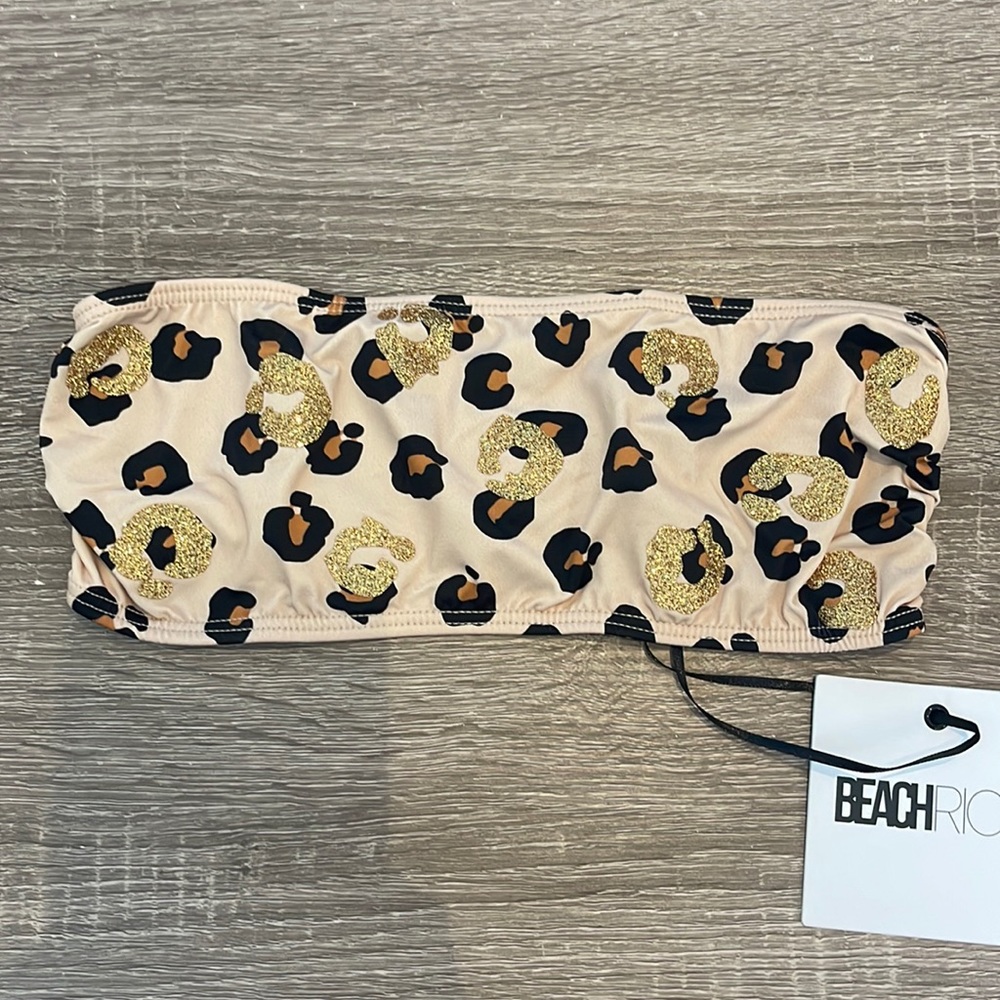 Beach Riot Kelsey XS bandeau top NWT leopard print